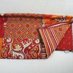 SOULEIADO Square Tablecloth 63" x 67" Red White Orange Paisley Provencal
